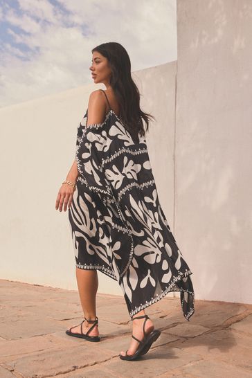 Blue and white cold shoulder dress shop