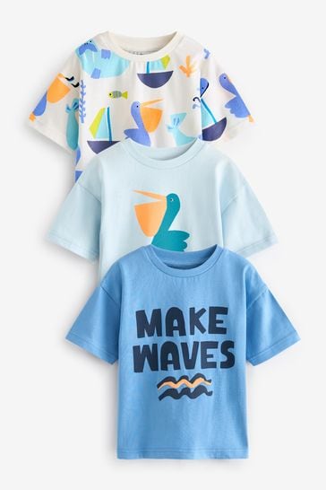 Blue/Orange Short Sleeve Character T-Shirts 3 Pack (3mths-7yrs)
