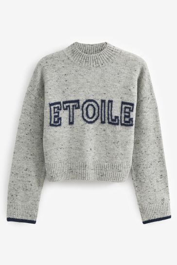 Grey slogan jumper top