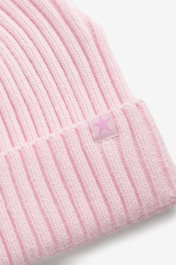 Light Pink Rib Beanie Hat 1 16yrs