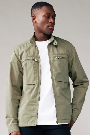 Buy Sage Green Shower Resistant Utility Shacket from Next Bahrain