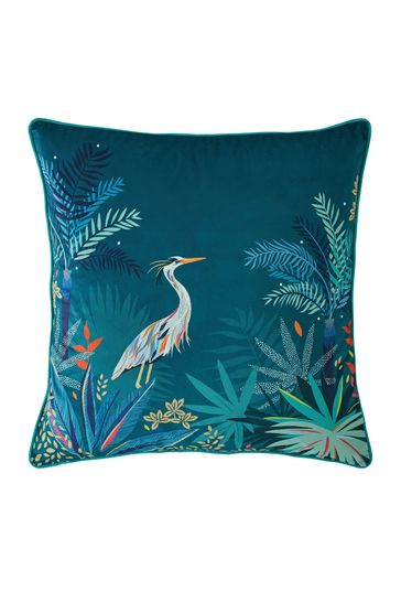Sara Miller Teal Blue Heron Cushion