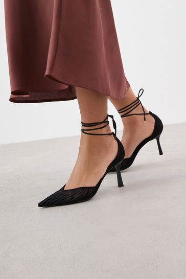 Buy Black Forever Comfort Point Toe Wrap Heel Shoes from Next Germany