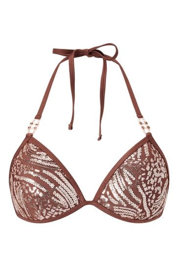 Buy Ann Summers Brown Sultry Heat Sequin Triangle Bikini Top from Next Kuwait