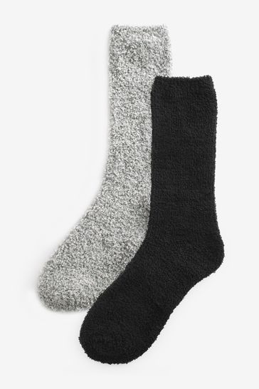 Black Grey 2 Pack Cosy Bed Socks