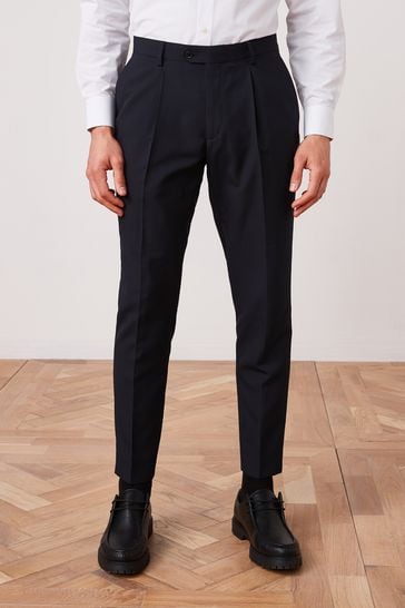 Navy Blue Slim Suit Trousers