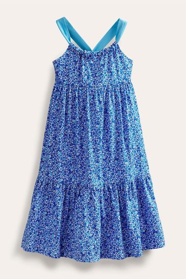 Boden Blue Tiered Printed Jersey Dress