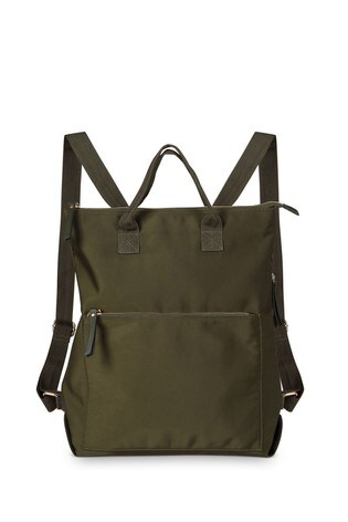 Oliver Bonas Green Baden Backpack Nylon Tote Bag