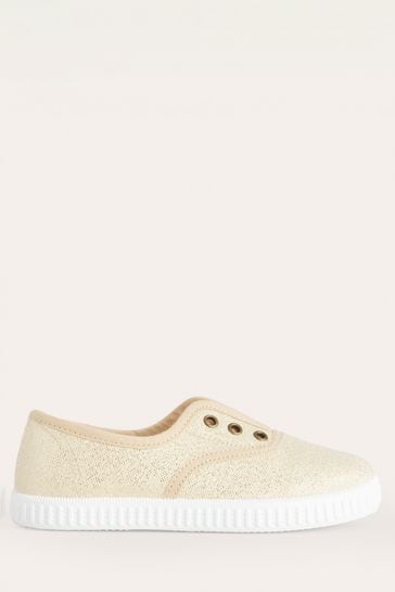Boden Gold Laceless Canvas Pull-On Shoes
