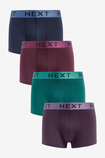 Pack de 4 boxers cortos negros con cinturilla de colores vivos
