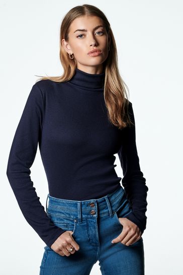 Buy Navy Long Sleeve Ribbed Roll Neck Top from Next South Africa