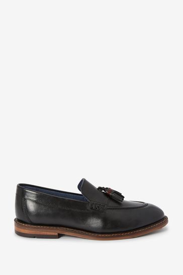 Black Leather Tassel Loafers