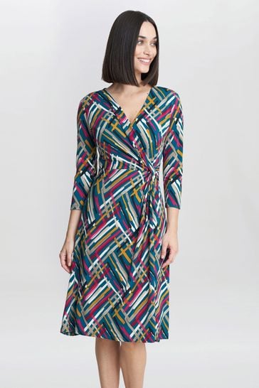 Gina Bacconi Blue Blair Jersey Wrap Dress