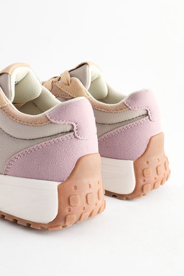 NEXT Pink Grey Lace Up Chunky Trainers 11 EU 29 Girls