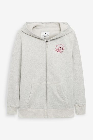 Abercrombie & Fitch Floral Embroidered Zip Through Hoodie