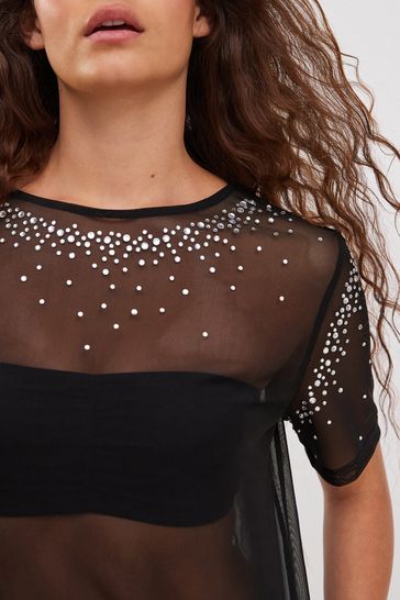 Sparkly top mesh shirt