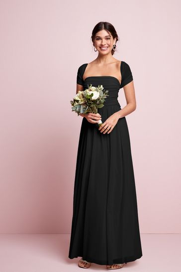 Black Mesh Multiway Bridesmaid Wedding Maxi Dress