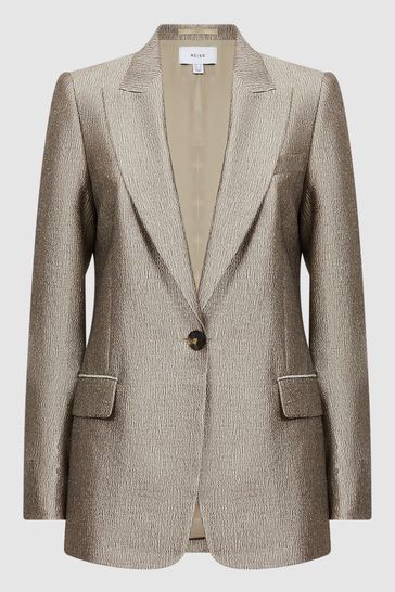 Buy Reiss Gold Mimi Metallic Single Breasted Blazer from Next Italy