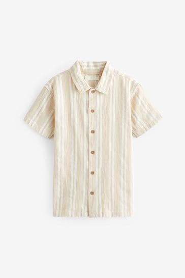 Neutral Short Sleeves Textured Shirt (3-16yrs)