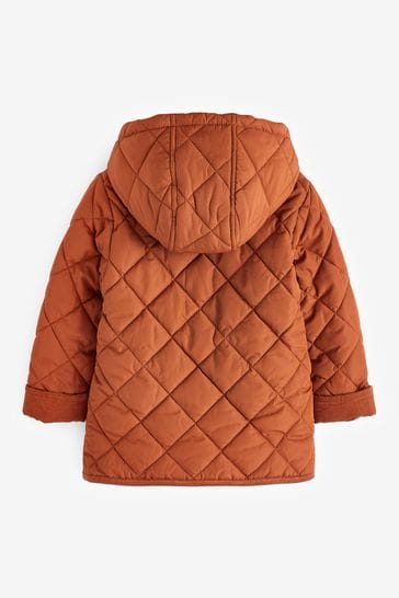 Buy Rust Brown Teddy Fleece Quilted Borg Lined Jacket 3mths 7yrs
