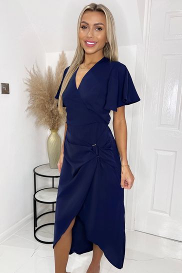 Navy wrap store dress short sleeve