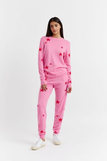 Chinti & Parker Pink Star Track Cashmere Blend Joggers