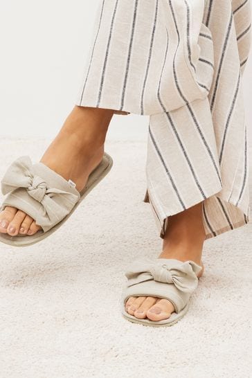 Neutral Bow Mule Slippers