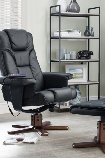 Julian Bowen Black Malmo Massage Recliner and Stool