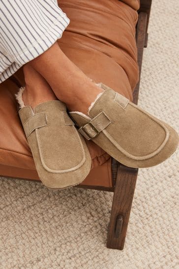 Buy Green Suede Buckle Mule Slippers from Next Australia