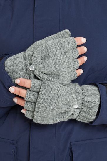 Tog 24 Grey Mid Marl Wilks Knitted Fingerless Gloves