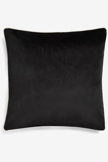 Buy Black Matte Velvet Contrast Pipe Cushion from Next Luxembourg
