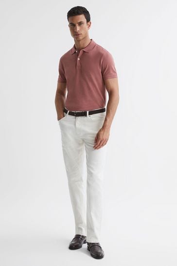 Reiss Dusty Rose Puro Slim Fit Garment Dye Polo Shirt