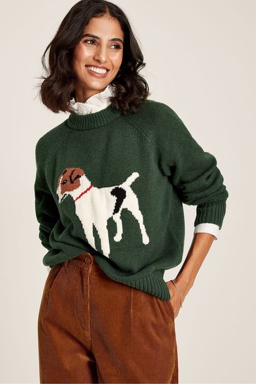 Buy Joules Margot Green Dog Intarsia Crew Neck Jumper from Next Ireland