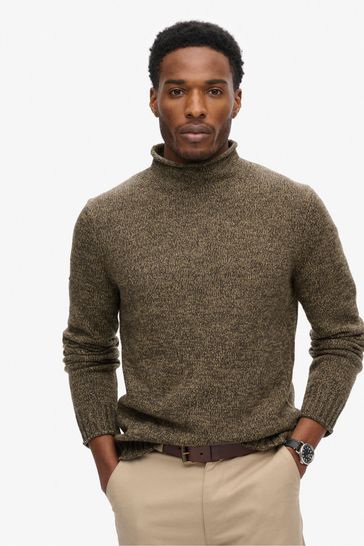 Khaki roll neck jumper store