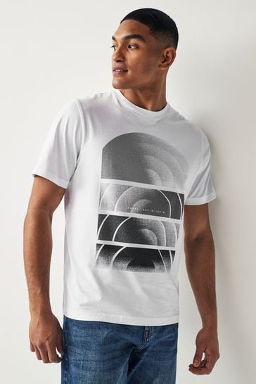 White Shapes Print T-Shirts