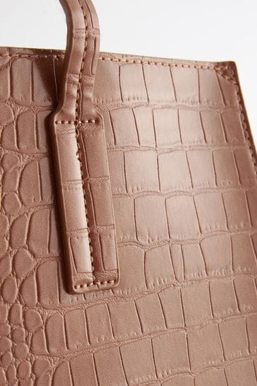 Tan Brown Formal Open Tote Bag