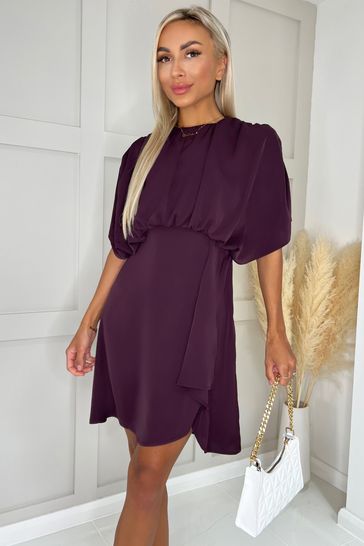 Buy AX Paris Purple Wine Batwing Gathered Top Mini Dress from Next