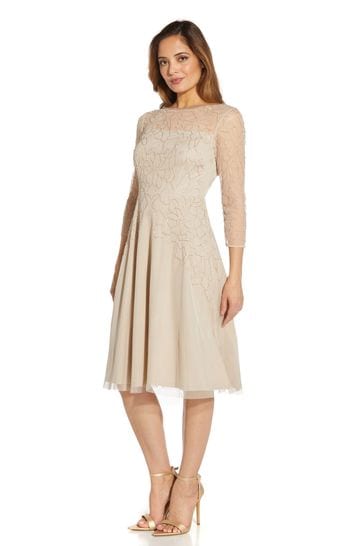 Buy Adrianna Papell Gold Beaded Midi Dress from Next Luxembourg