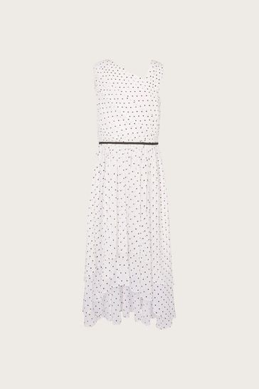 Monsoon Natural Abigail Polka Dot Prom Dress