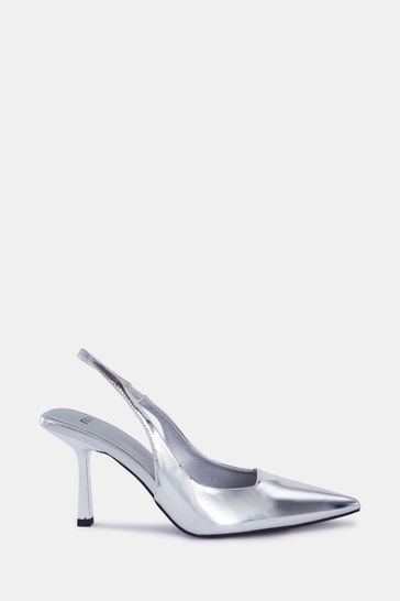 Novo Silver Wide Fit Zafu Slingback Court Shoes