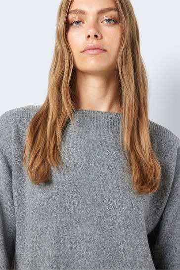 Buy NOISY MAY Grey Slash Neck Knitted Jumper Dress from Next Denmark