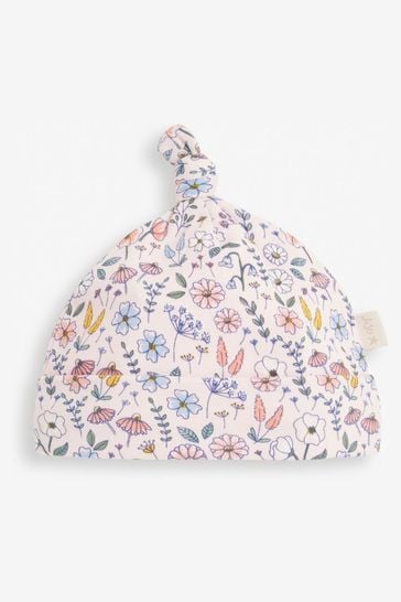 JoJo Maman Bébé Pink Floral Print Cotton Baby Hat