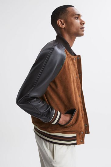 Buy Reiss Tobacco Mackay Suede Leather Bomber Jacket from Next Turkey