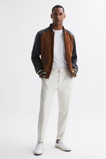 Buy Reiss Tobacco Mackay Suede Leather Bomber Jacket from Next USA