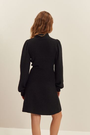 Black ribbed jumper dress outlet