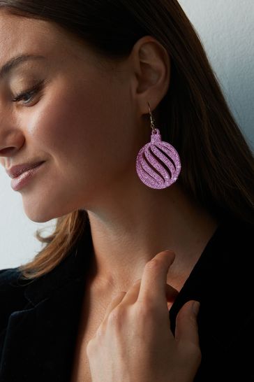 Pink christmas earrings deals