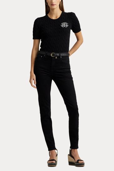Buy Lauren Ralph Lauren High Rise Skinny Ankle Black Jeans from