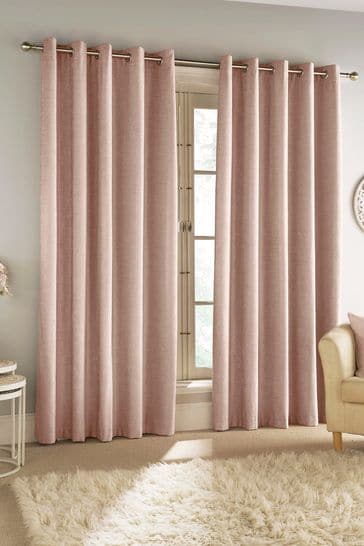 Enhanced Living Pink Savoy Eyelet Ready Made Blackout Eyelet Curtains