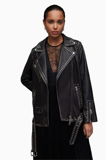 All saints top naoki leather jacket