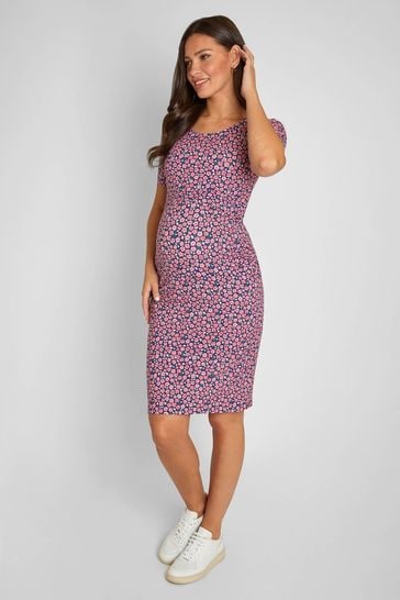 JoJo Maman Bébé Pink Floral Floral Print Maternity & Nursing Dress